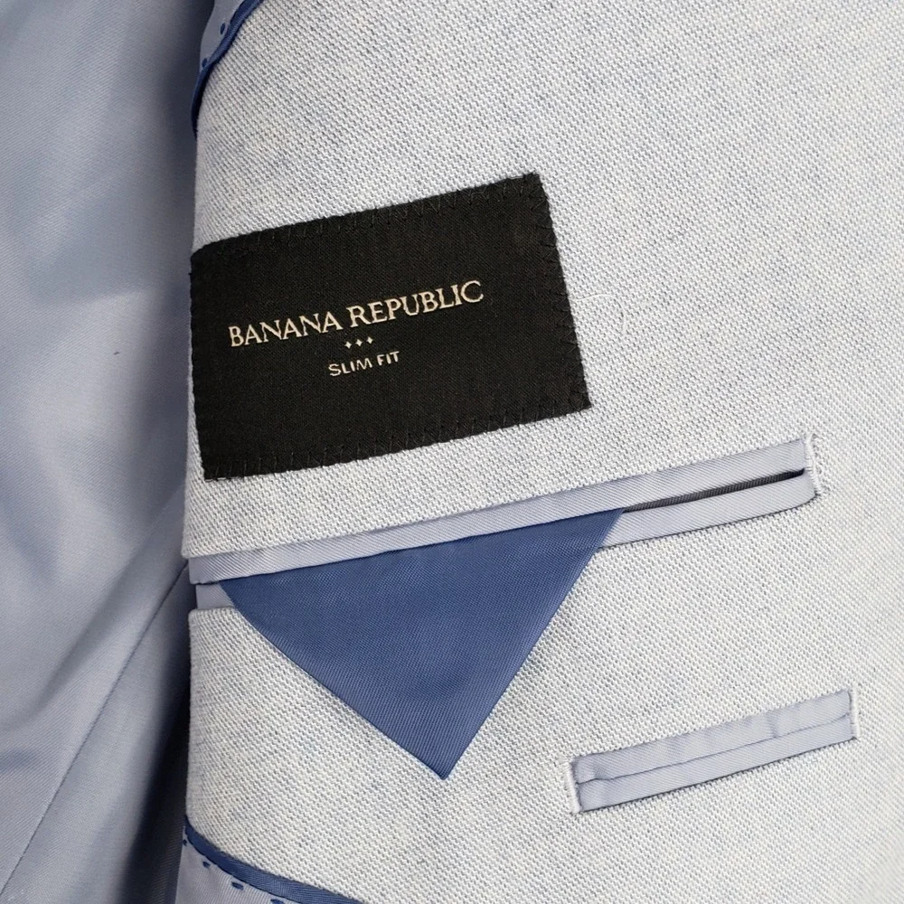 Banana Republic Slim Fit Blazer Mens 40S Blue Cotton Stretch Sport Coat Modern